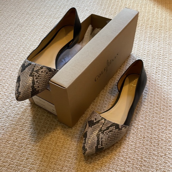 Black and snake skin d’Orsay flats - Picture 7 of 7